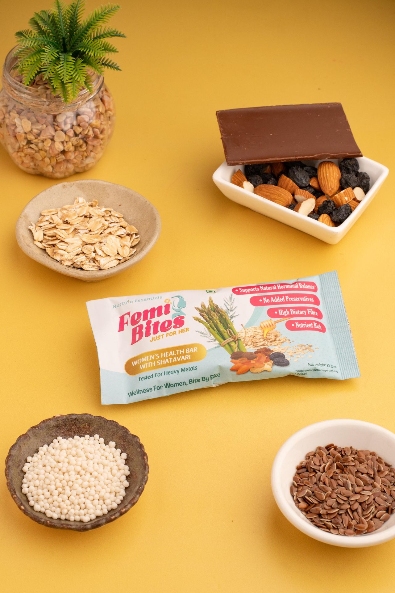 Femi Bites| Women’s Multivitamin Bar With Shatavari |Nutrient Rich |High Dietary Fiber| No Added Preservatives | Net Weight- 175 |100% Natural “Wellness for Women, Bite By Bite” (Pack of 7)