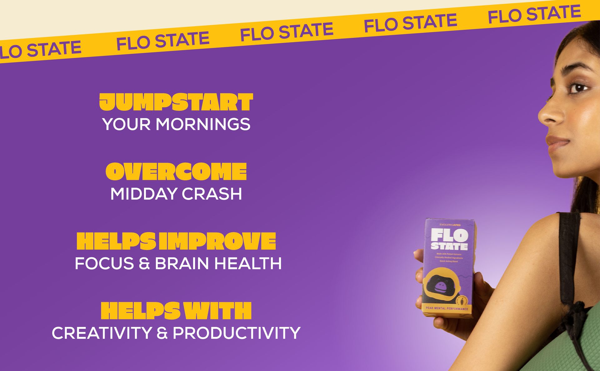 Flo State – Memory & Focus Supplement with Theanine, Brahmi, Panax Ginseng, Alpha GPC & Methylcobalamin B12 – 45 Capsules