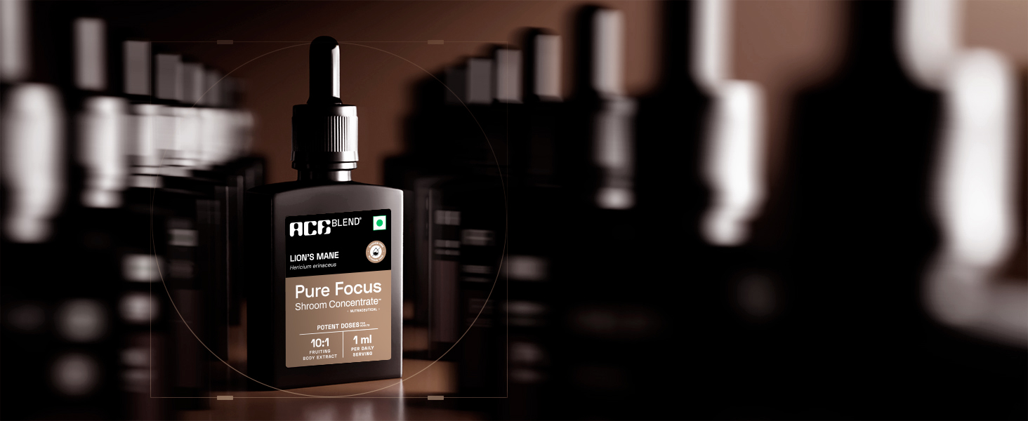 Ace Blend Energy Shroom Concentrate | Lion's Mane Mushroom Extract Liquid | 30ml, 30 servings | 10:1 Concentrate | Ultrasonic Extracted Mushroom Blend | Daily Supplement | Enhances Cognition & Memory