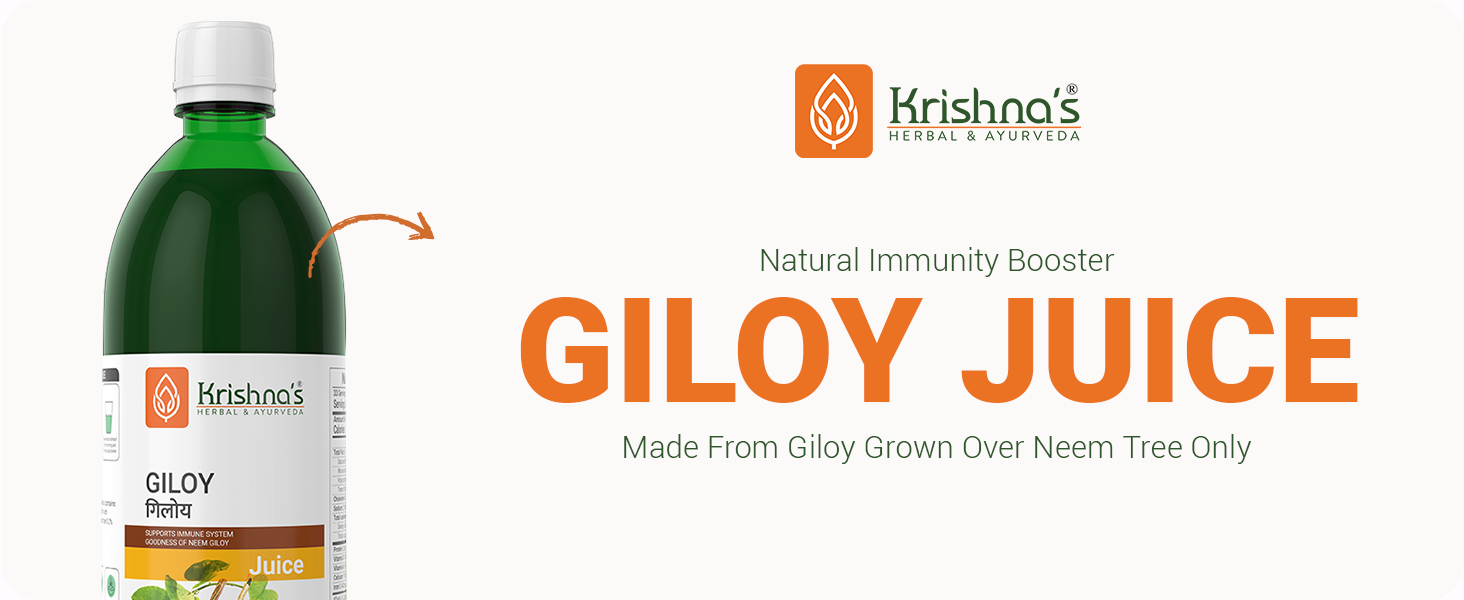 KRISHNA'S HERBAL & AYURVEDA Giloy Juice Immunity Booster - 1000 Ml | Pack Of 1 | Immune Support | Respiratory Health & Gut Health