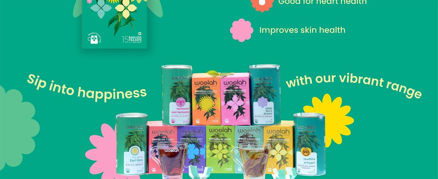 Woolah Green Tea Assortment Pack, Organic Bagless Tea Dip (2 Packs = 30 Dips /60 Cups) 100% Plastic Free, Natural Whole Leaf, High Antioxidants Supports Weight Management, Skin And Heart Health