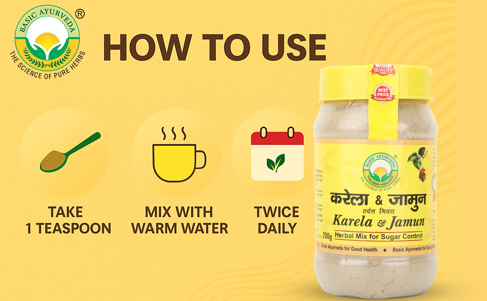 Basic Ayurveda Karela & Jamun Powder 200g Pack of 2 | Herbal Ayurvedic Blend for Healthy Blood Sugar Levels | Supports Digestion Metabolism & Diabetic Care