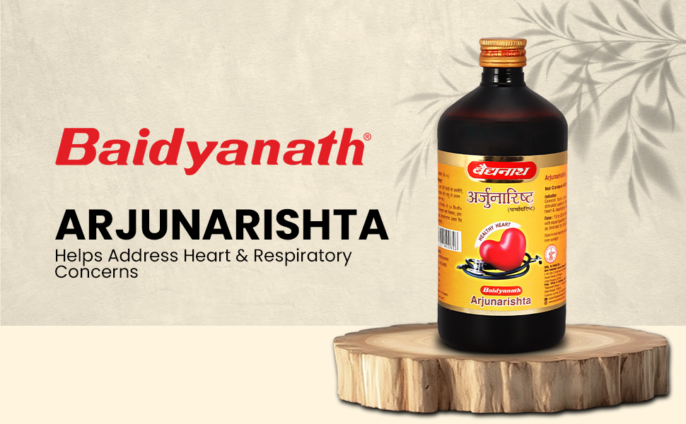 Baidyanath Ayurved Arjunarishta Syrup - 450ml | Helps in Management of Blood Pressure | Helpful in maintaining wellness of Heart Problems (Pack of 1)