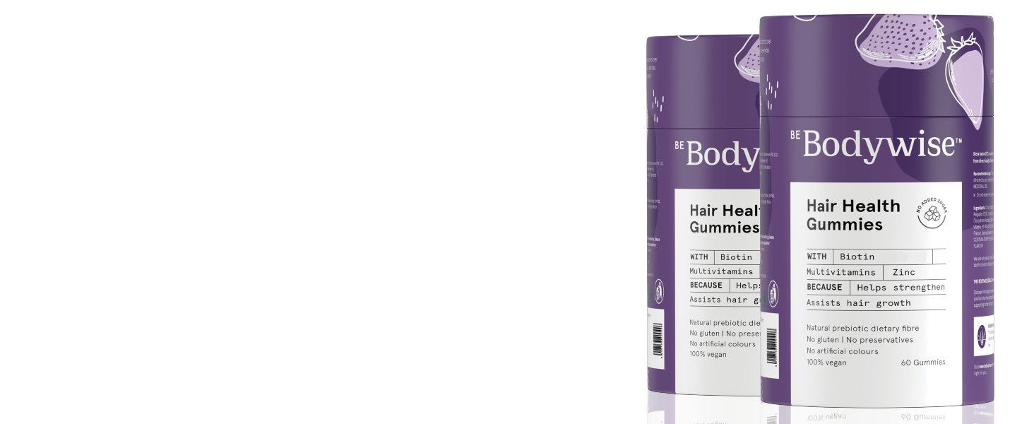 Be Bodywise Biotin Hair Gummies For Stronger, Shinier Hair & Nails | 90 Day Pack | High Potency Biotin, Zinc, Folic Acid, Fibre & Multivitamin | Strawberry Flavour | No Added Sugar, Gut Friendly