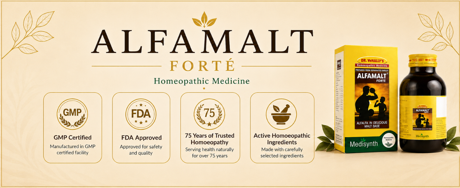 MEDISYNTH Alfamalt Forte 450g (Pack of 1) | Homeopathic Malt-Based Health Tonic for Energy, Immunity & Appetite | Syrup for Daily Wellness & Nutrition | Batch No. 821 | Expiry - Apr 2031