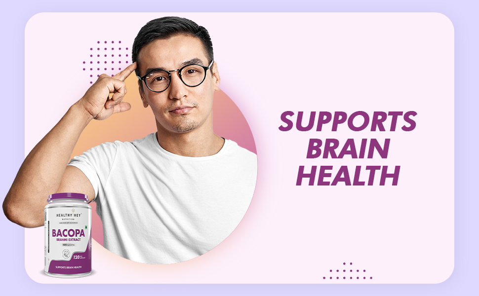HealthyHey Nutrition Brahmi - Bacopa Monnieri Support Memory and Brain Health - 120 Veg Capsules