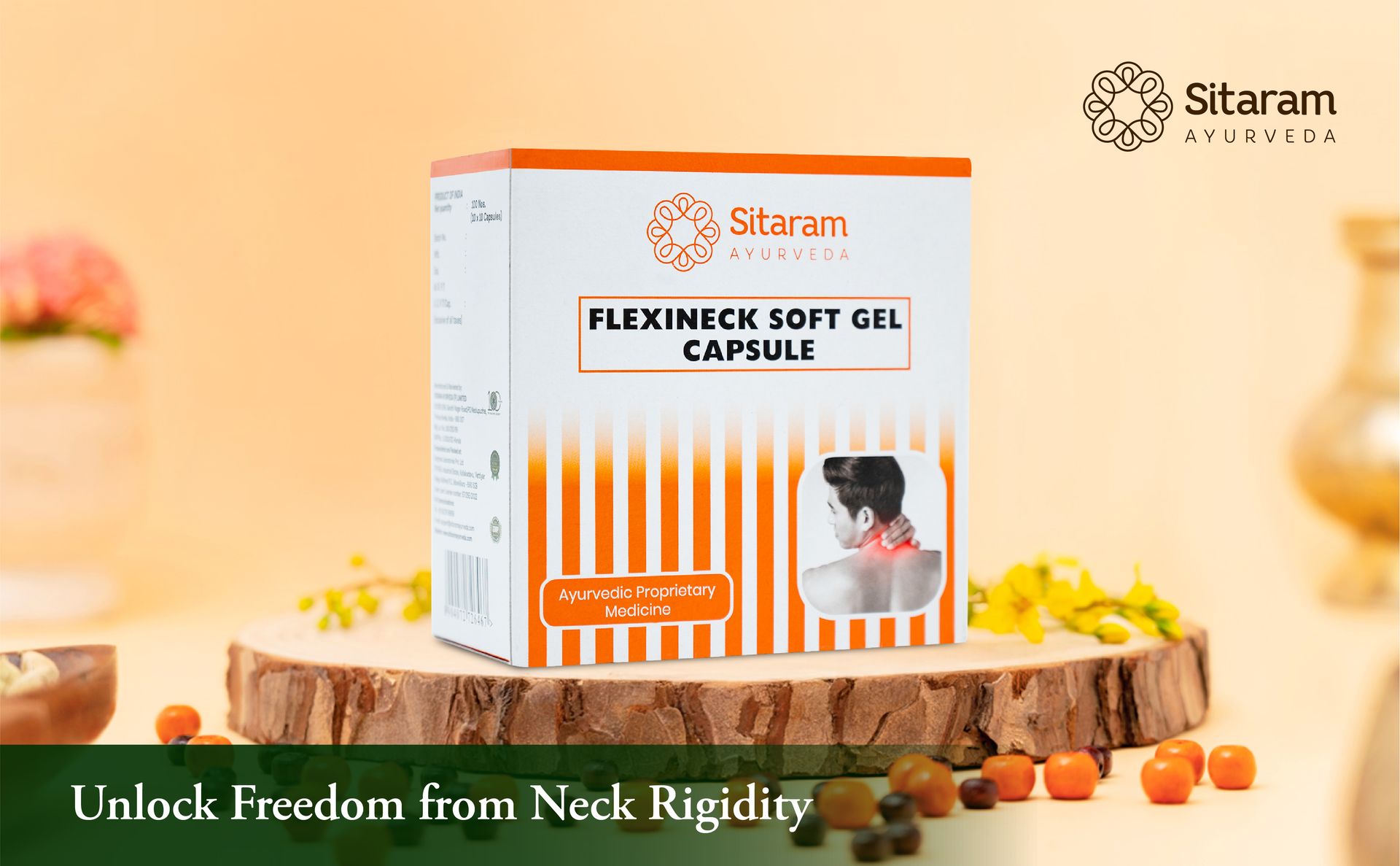 Sitaram Ayurveda FlexiNeck Softgel Capsules | Supports Neck Comfort, Mobility & Muscle Relaxation | with Guggulu & Ashwagandha | 100 Nos