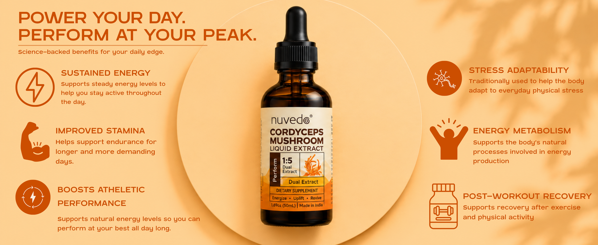 Nuvedo Cordyceps Mushroom Liquid Extract | 50 mL | 1:5 Dual Extract