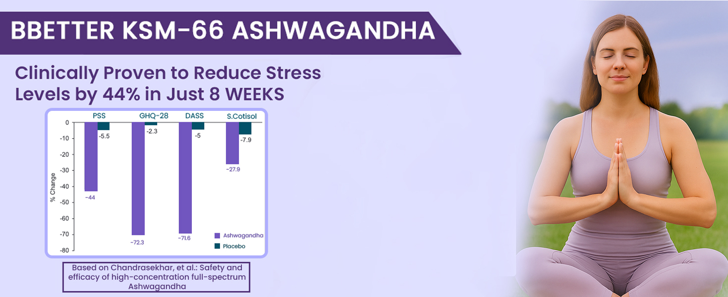 BBETTER KSM-66 Ashwagandha Capsules 600mg | Lab Tested | Lab Report Attached | Ashvagandha Tablet For Stress, Sleep Management & Anxiety Relief | Rejuvenates Mind & Body | 60 Veg aswagandha Capsules