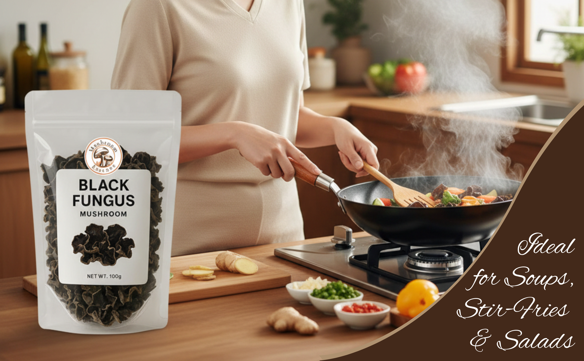 Premium Dried Black Fungus Mushroom | Sun-Dried & Vegan | Rich in Iron, Fiber & Antioxidants | Ideal for Soups, Stir-Fries & Salads | 100g