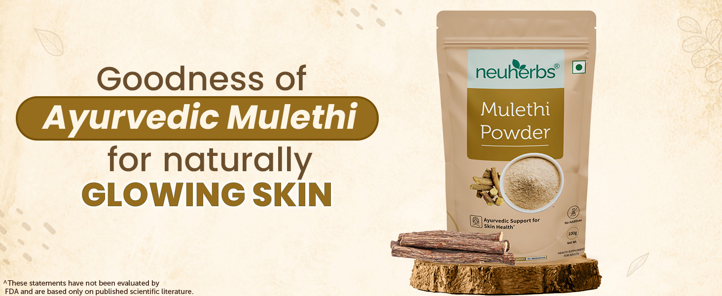 Neuherbs Mulethi Powder - 100g | Yashtimadhu Licorice/Glycyrrhiza Glabra Powder For Glowing & Healthy Skin | Herbal Supplement To Boost Immunity | 100% Pure & Natural No Added Preservatives