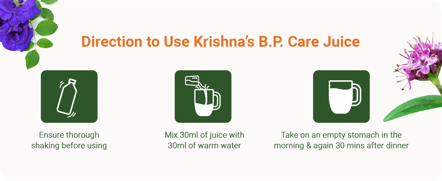 Krishna's BP Care Juice -1000 ml | Ayurvedic way to manage BP & Cholesterol Level with Sarpgandha, Shankhpishi & 3 natural herbs - (Pack of 2)
