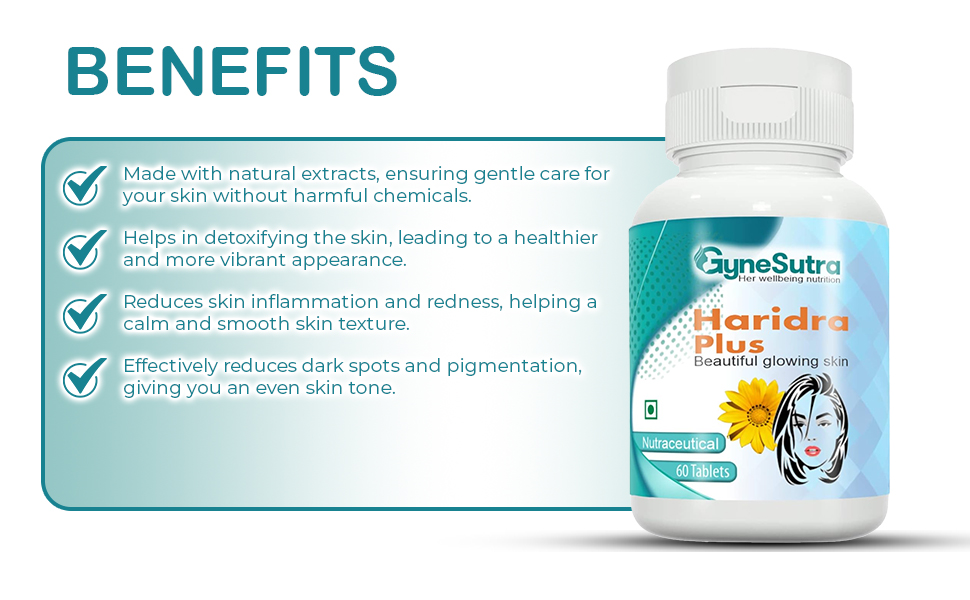 Haridra Plus for pigmentation,dark spots | Natural Glutathione Builder | beautiful glowing skin care with Turmeric extract,Manjistha and Banslochan |60 veg tablets