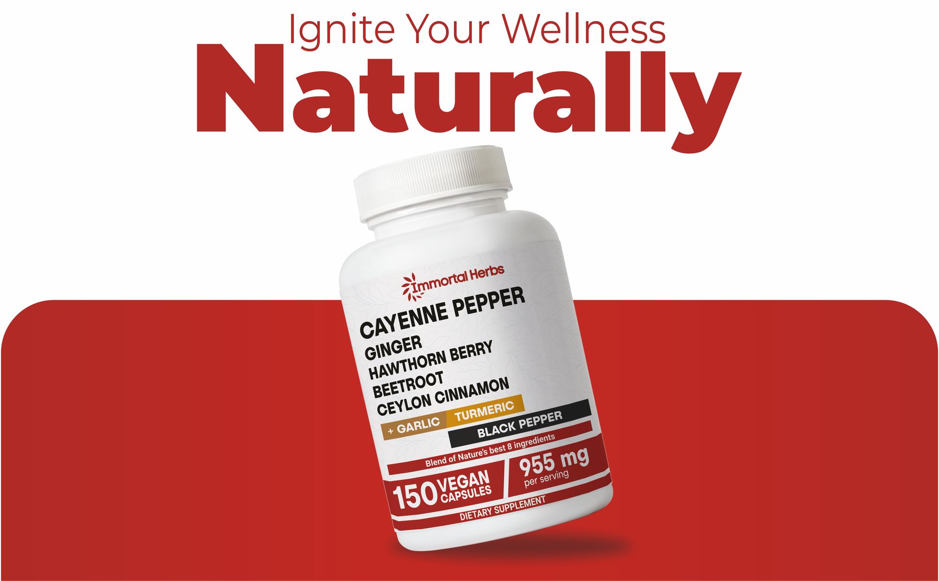 Cayenne Pepper Capsules w/Garlic, Ginger, Hawthorn, Turmeric, Cinnamon, Beet Root and Black Pepper Extract, 150 Cayenne Capsules, Non-GMO & Gluten Free Capsaicin Supplement