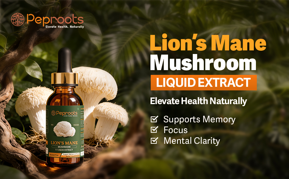 Lion’s Mane Mushroom Supplement | Liquid Extract | Supports Memory, Focus & Mental Clarity | Natural Nootropic | Alcohol-Free