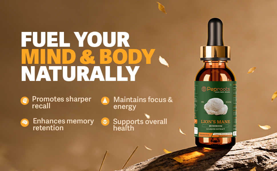 Lion’s Mane Mushroom Supplement | Liquid Extract | Supports Memory, Focus & Mental Clarity | Natural Nootropic | Alcohol-Free