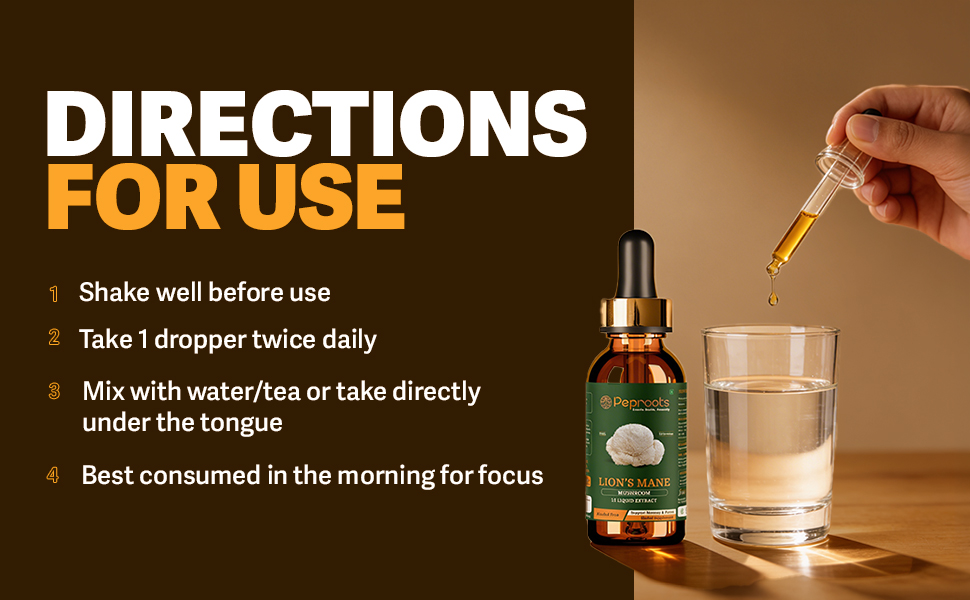 Lion’s Mane Mushroom Supplement | Liquid Extract | Supports Memory, Focus & Mental Clarity | Natural Nootropic | Alcohol-Free