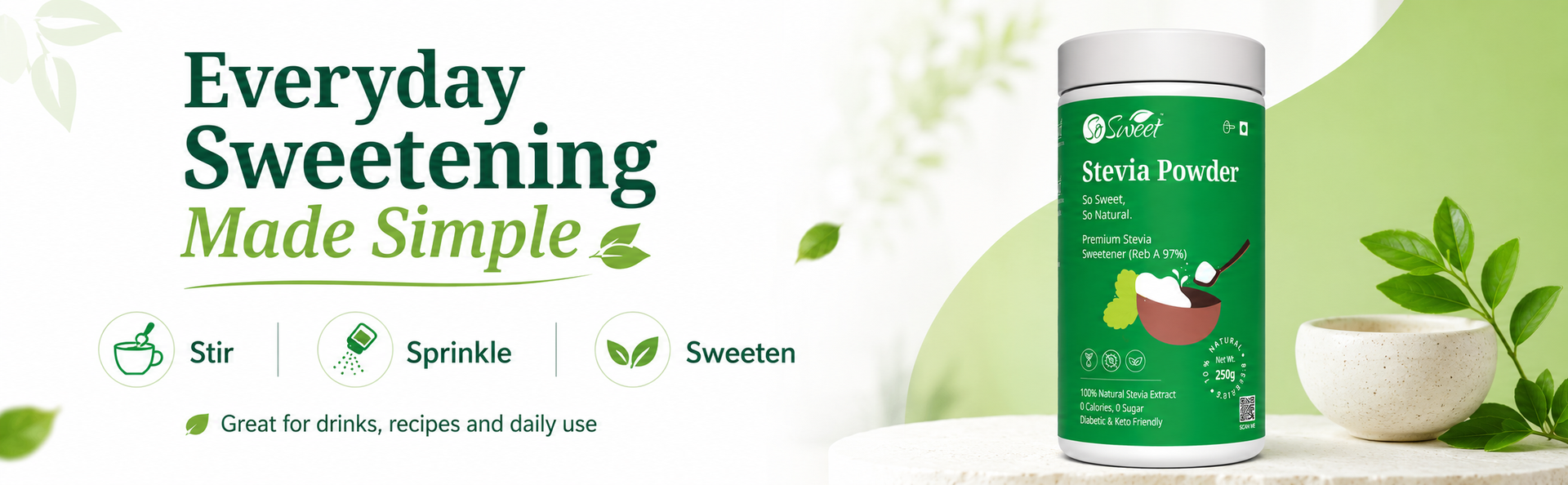 So Sweet Stevia Powder 250g | Sugar Free Sweetener | Sugar Substitute