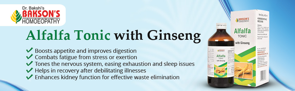 Dr. Bakshi's BAKSON'S HOMOEOPATHY ALFALFA TONIC WITH GINSENG SYRUP - (450 ML)