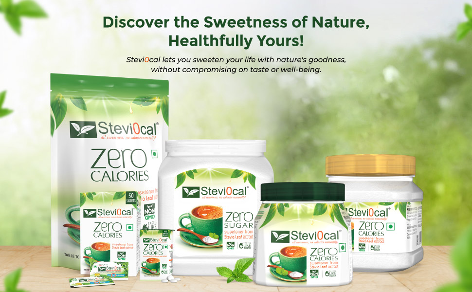 Stevia Sweetener Powder in Sachets | 100% Sugar Free Natural | Zero Calorie for Weight Management, Diet, Diabetic Friendly | 50 Sachets, 1 Gram/sht - Pack of One (1 x 50 sa)