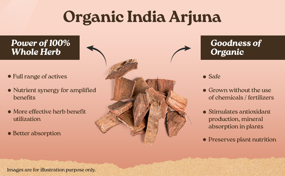 A TATA Product - Organic India Arjuna Capsules, 60 Capsules, Supports Heart Health, Whole Herb Formula*, Certified Organic, No Added Fillers or Chemicals