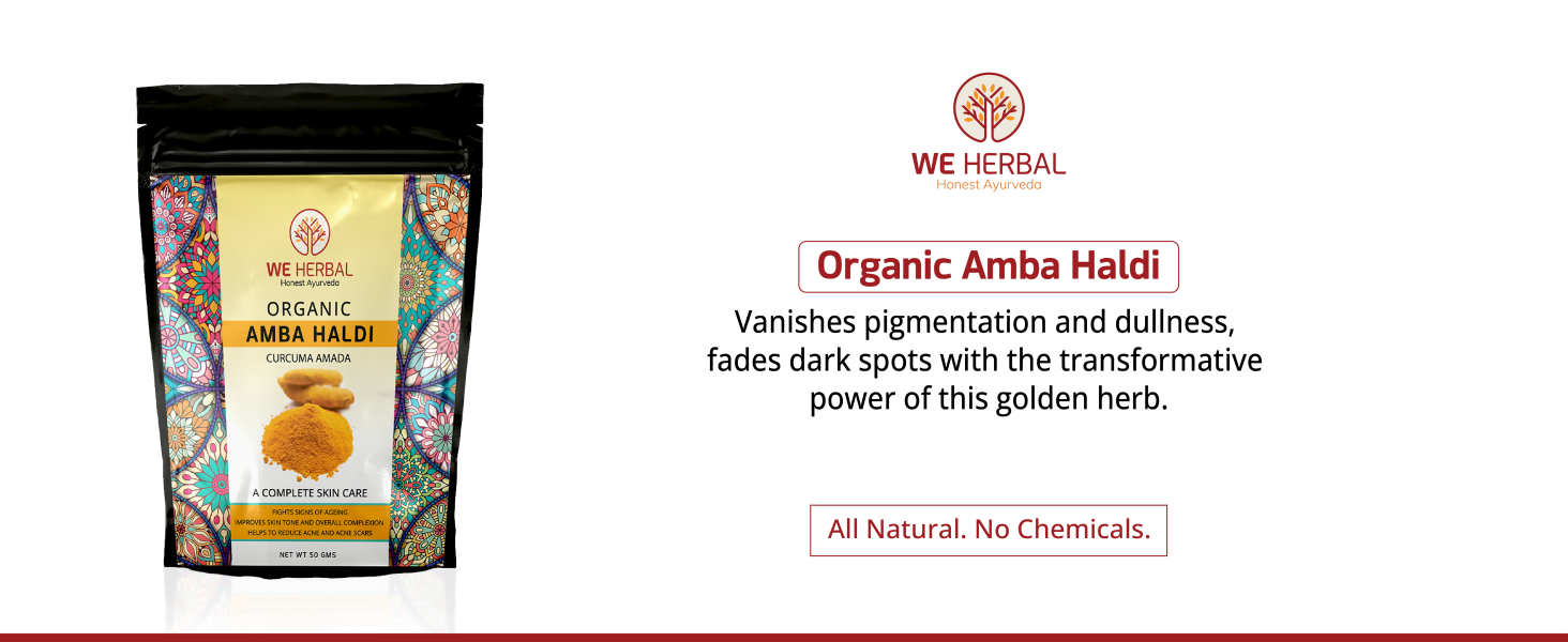 Amba Haldi Powder for Skin 50g, Pure medicinal Turmeric Powder for Face and Body Care, Helps Reduce Pigmentation Tan and Dark Spots, Provides Instant Glow, Natural Herbal Skincare