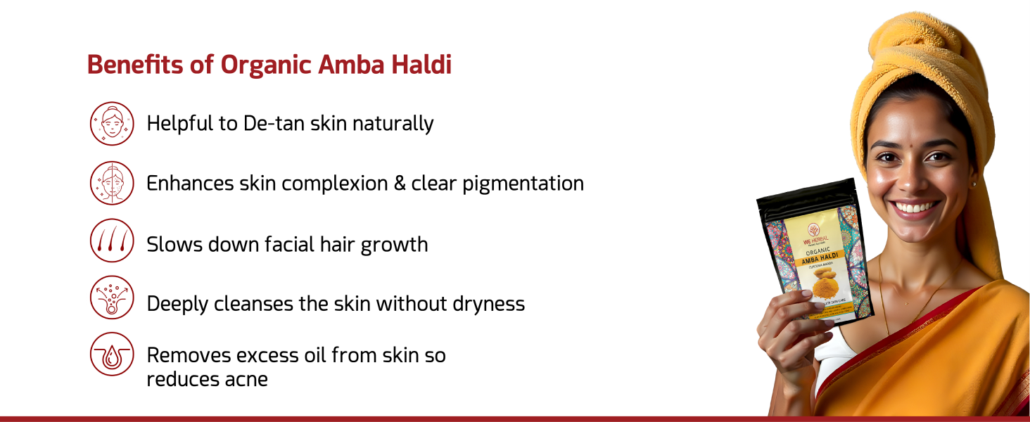 Amba Haldi Powder for Skin 50g, Pure medicinal Turmeric Powder for Face and Body Care, Helps Reduce Pigmentation Tan and Dark Spots, Provides Instant Glow, Natural Herbal Skincare