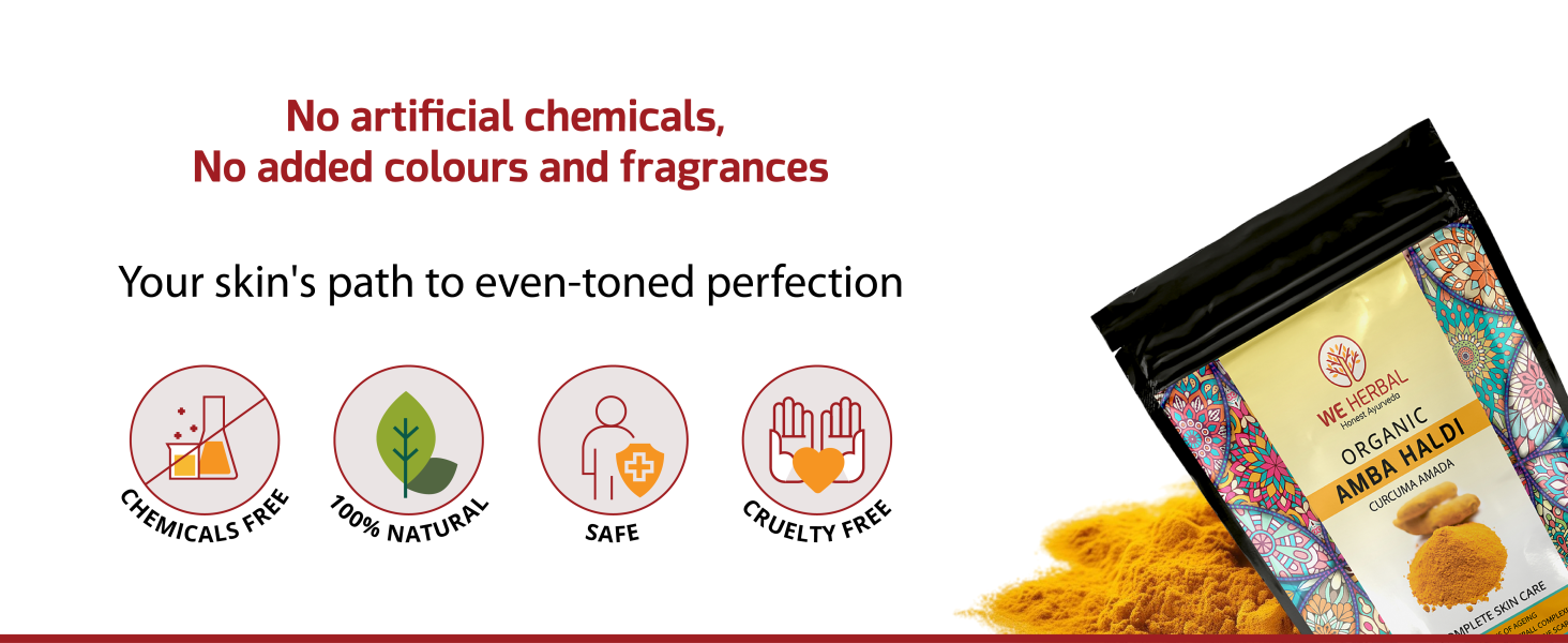 Amba Haldi Powder for Skin 50g, Pure medicinal Turmeric Powder for Face and Body Care, Helps Reduce Pigmentation Tan and Dark Spots, Provides Instant Glow, Natural Herbal Skincare