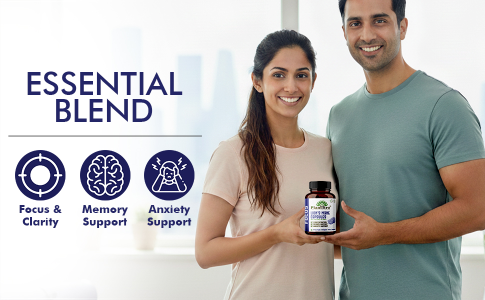 Lion's Mane Mushroom Extract 60 Capsules - 10:1 Concentrate for Focus, Memory & Brain Clarity - Nootropic Supplement for Students & Professionals - Vegan, Non-GMO, FSSAI Certified