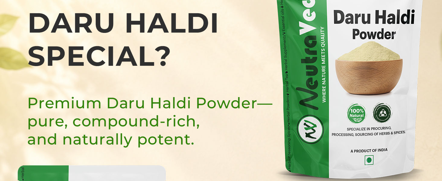 NeutraVed Daru Haldi Powder (100g) | Pure Daruharidra Root (Berberis Aristata) | Natural Source of Berberine | Tree Turmeric for Skin Care & Blood Sugar Support | Traditional Ayurvedic Herb