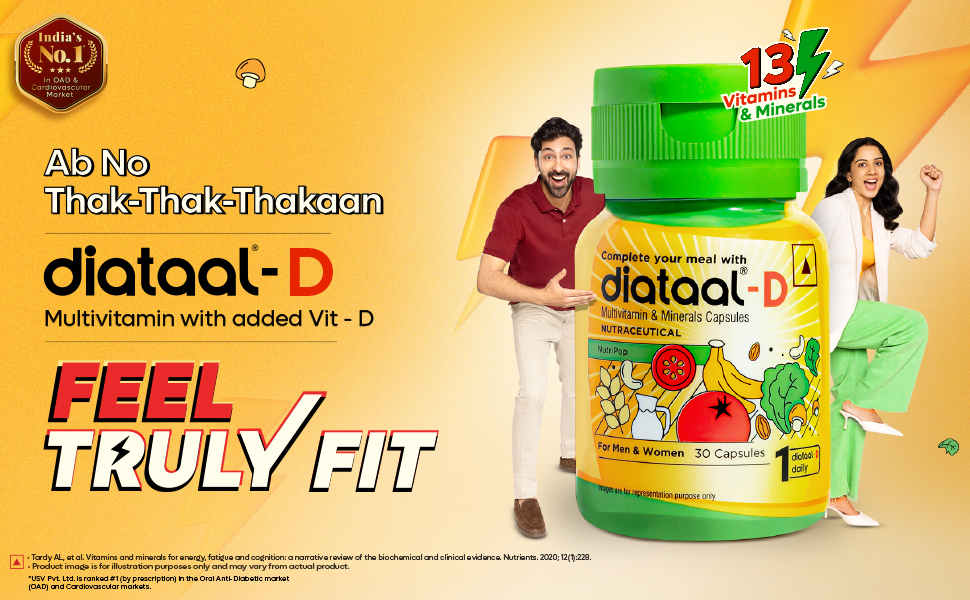 Diataal-D Vitamin D3 400IU | Multivitamin for Men & Women with Vitamin D3, ALA, B6, B12, B3, B9, Magnesium, Zinc and Copper | Energy, Immunity, Performance & Heart Health | 30 Capsules |Pack of 3 |