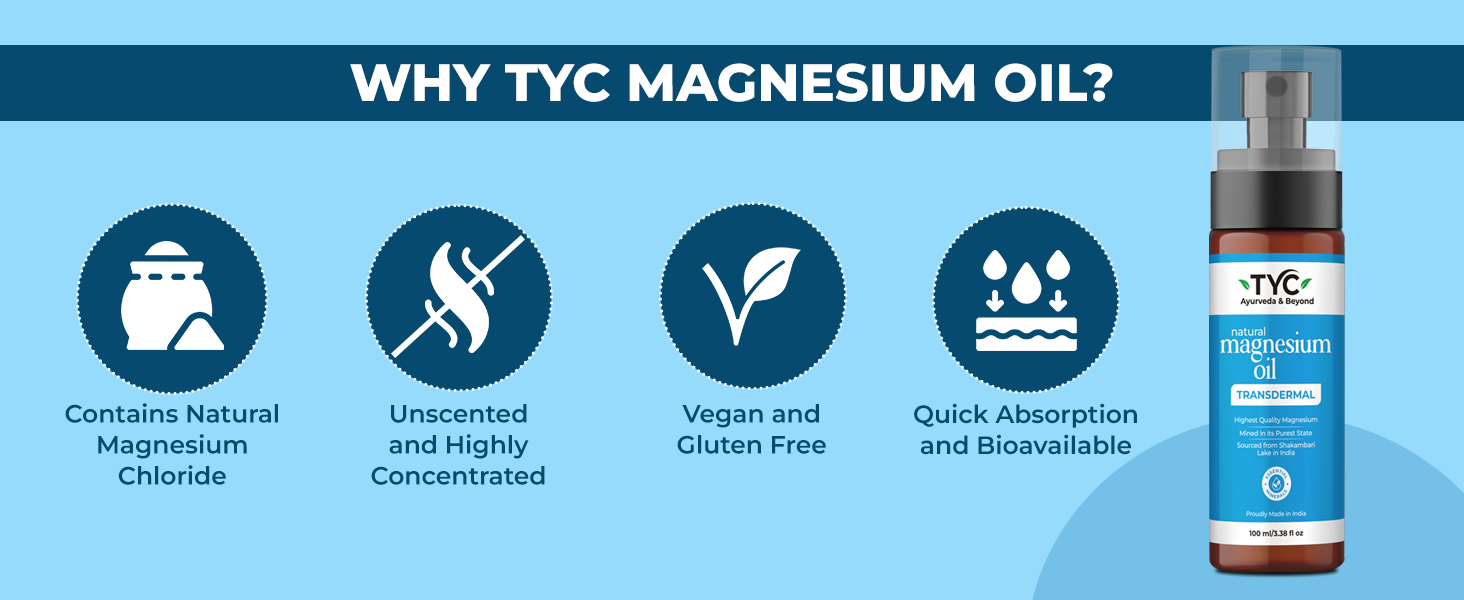 TYC-Trust Your Choice Natural Magnesium Oil Mist Spray, Muscle Relaxant, Reduces Fatigue, Relieves Foot Tension, Helps in Better Sleep, For Men and Women (100 ml Pack of 1)