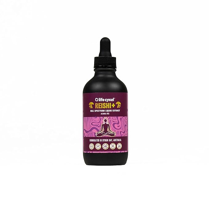 Life Cykel Reishi Mushroom Extract |Full Spectrum Liquid Extract| Premium Dual Extract | Worlds Most Trusted Mushroom Supplements|100% Vegan | Relaxation | Calm | Sleep | 60 mL