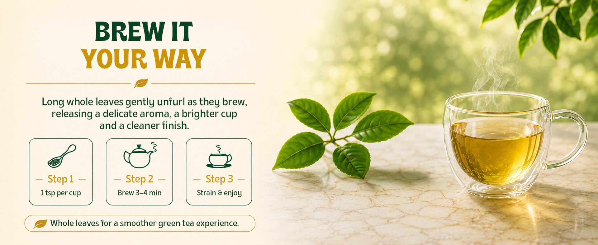 TE-A-ME Long Leaf Green Tea, 500g | Premium Loose Leaf | Natural Antioxidants