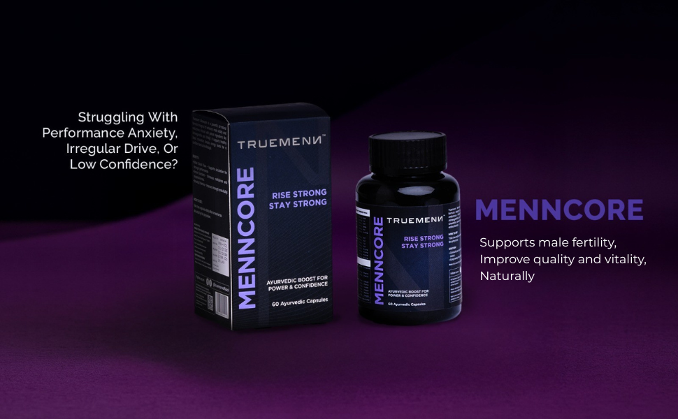 Menncore ED Supplement Capsules For Men | Astavarga 200mg, Kaunch Beej 150mg & Tribulus terrestris 200mg Extract for Power & Confidense | Ayush Certified - 60 Capsules