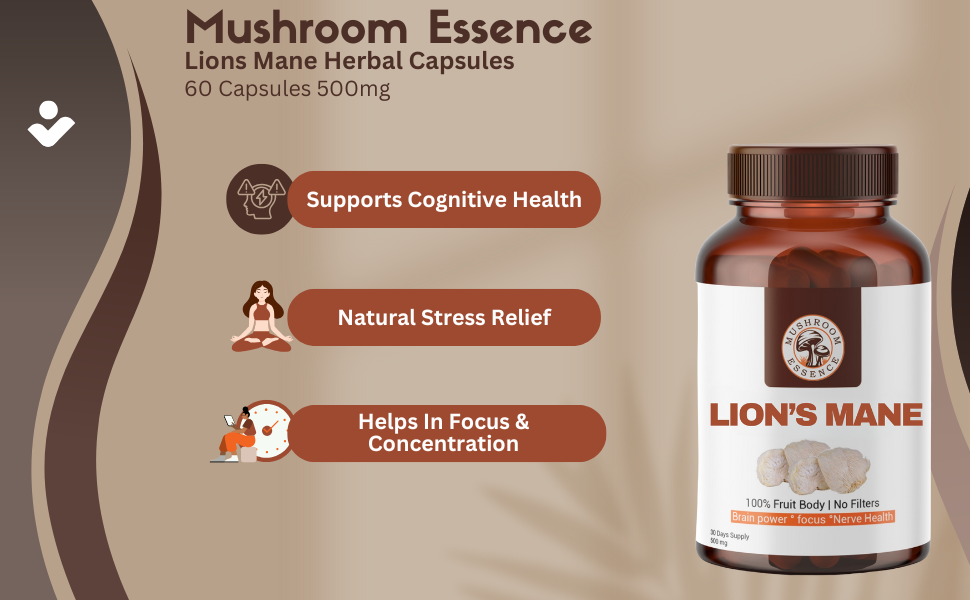 Lion's Mane Mushroom Extract Capsules 500mg (30 Veg Caps) | Natural Wellness & Vitality | 30% Beta-Glucans