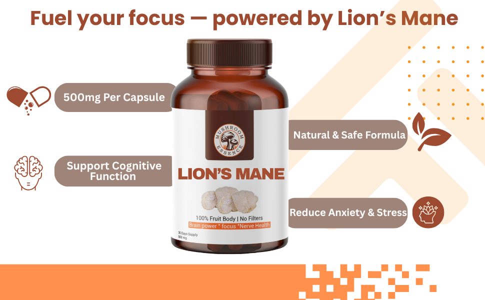 Lion's Mane Mushroom Extract Capsules 500mg (30 Veg Caps) | Natural Wellness & Vitality | 30% Beta-Glucans