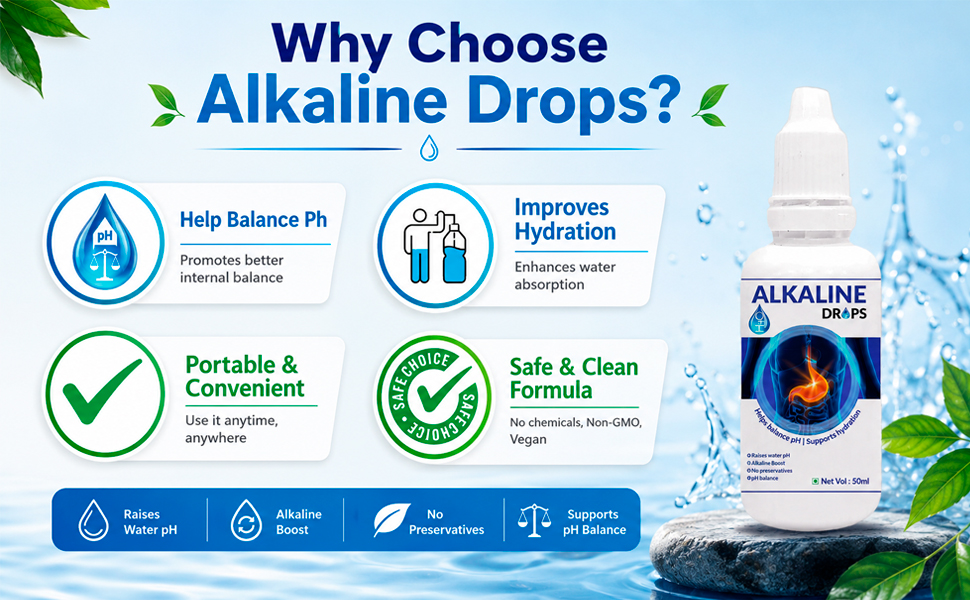 H4O pH-Booster Alkaline Mineral Drops (50 ml) (Pack of 2) | Contains Antioxidants | Provides Hydration, reduces acidity and makes you active and alert | Alkaline Drops for 1000 glasse s of water.