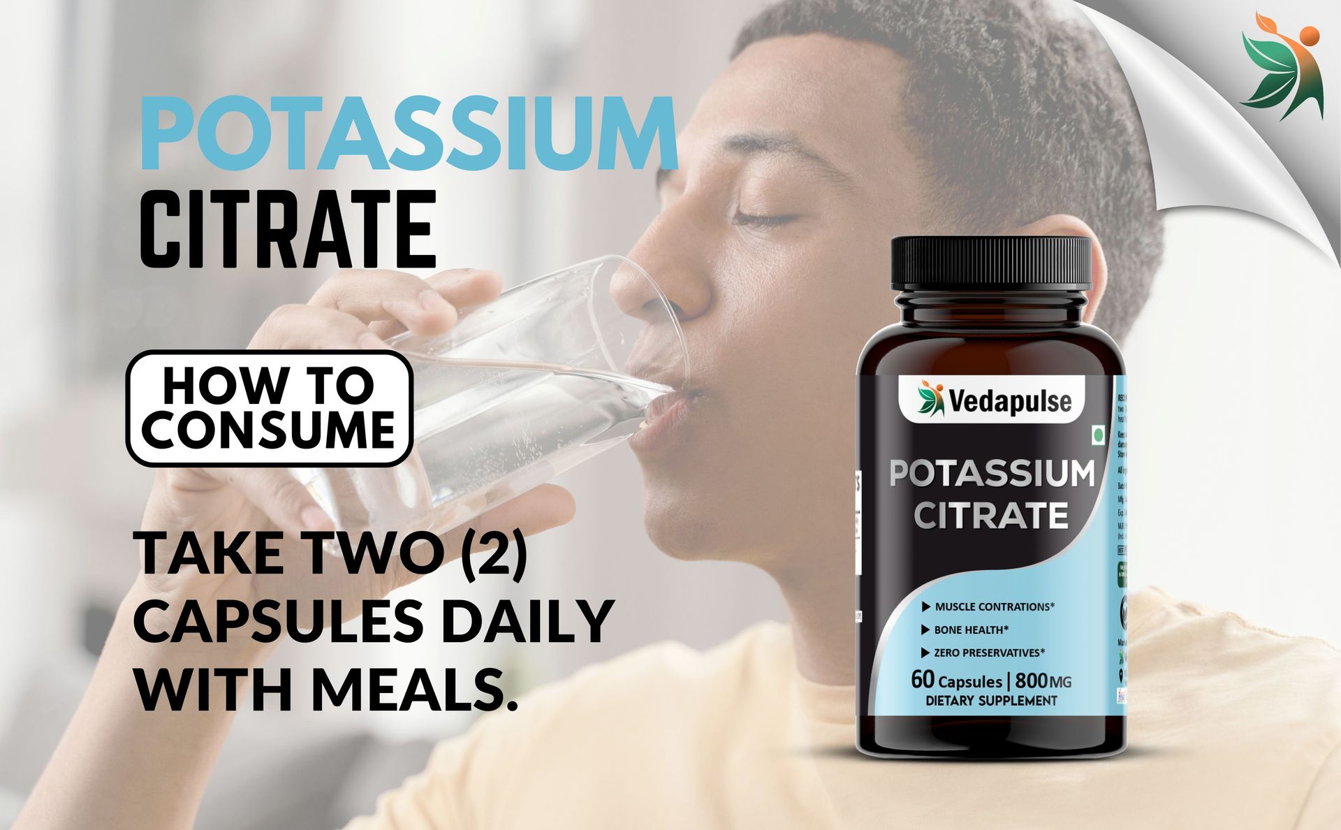 Potassium Citrate Capsules | Health Supplement | 800 mg Elemental Potassium per Serving | 60 Capsules