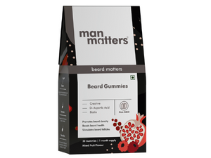 Man Matters Beard Gummies for Men | 30 Days Pack | Thicken Beard, Stimulates Beard Follicles & Improves Beard Density | Biotin, D-aspartic Acid & Creatine | Gelatin-Free,100% Veg