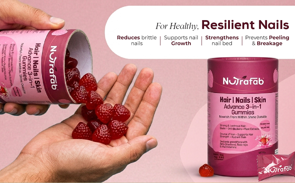 Hair Skin and Nails Gummies, 3-in-1 Biotin Enriched Formula with Vitamin C & E, 30 Sugar-Free, Biotin Hair Growth Gummies for Women, Daily Skin Beauty & Strength Support