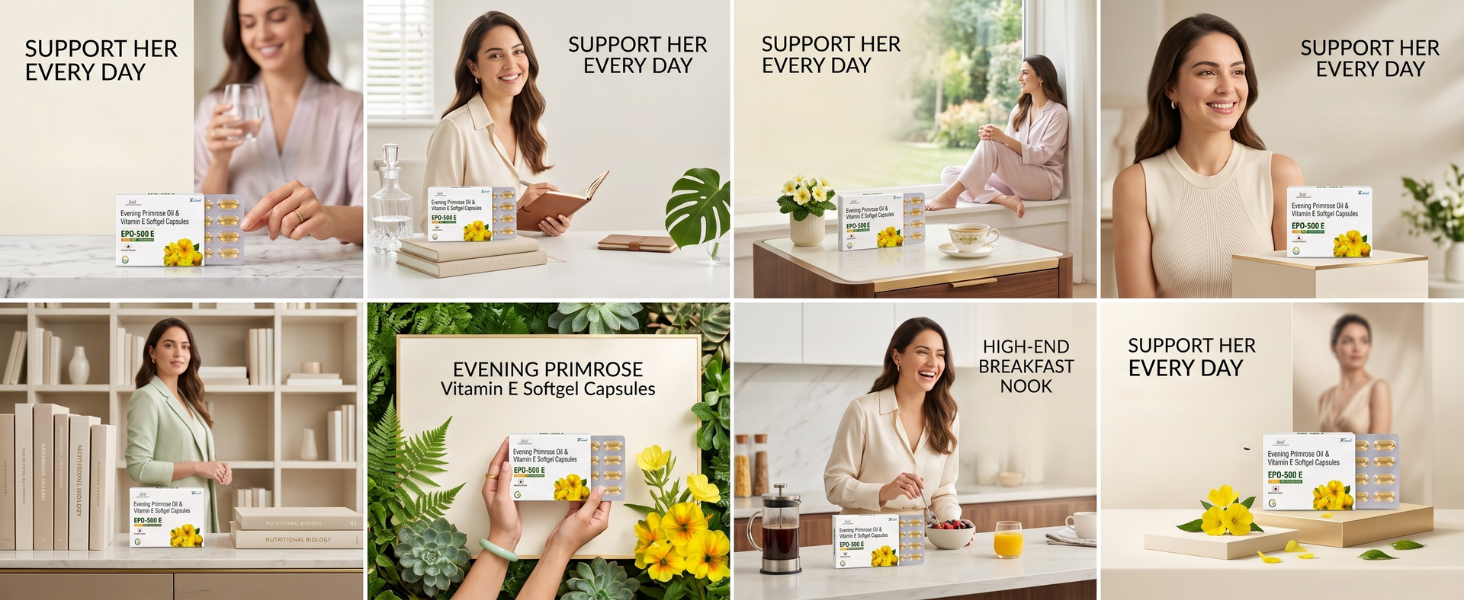 Knoll Healthcare EPO-500E Evening Primrose Oil 500 mg with Vitamin E Softgel Capsules | Supports Women’s Wellness, Skin Health & Antioxidant Support | Dietary Supplement (1x10 Capsules)