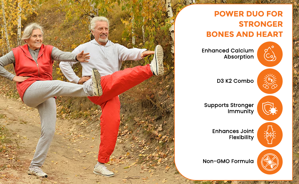 NutriJa Vitamin D3 + K2 as MK7 Supplement 60 capsules - Stronger Immunity, Supports Bones, Joints & Heart Health