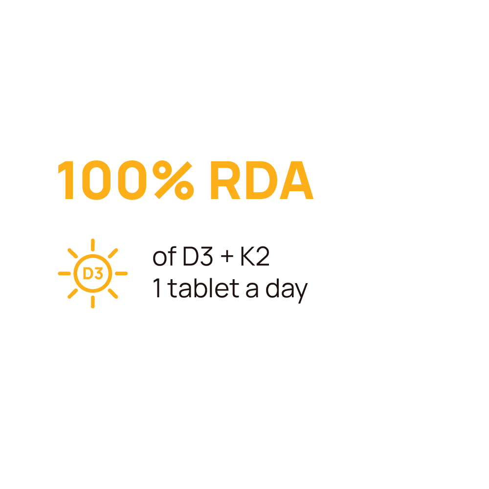 DAILY SUN Vitamin D3 K2 Supplement | Vitamin D Supplement with Vitamin K2 Mk7 | Supports Bone Health & Immunity | 120 Tablets