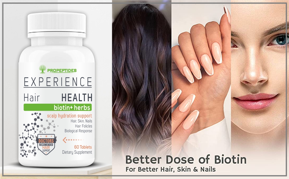 Biotin Tablets For Hair Growth, Supplements For Women, Men With Sesbania (10000mcg) Powder, Vitamins C, Keratin DHT Blocker For Hair Fall Control Supplement-60 Tablet (No Capsules Pack1)