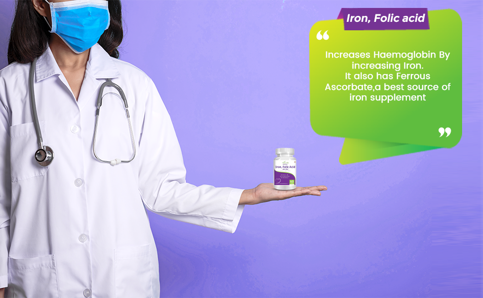 Natures Velvet Lifecare Iron & Folic Acid with Zinc,For Supplementation in Pregnancy, 60 softgels - Pack of 1