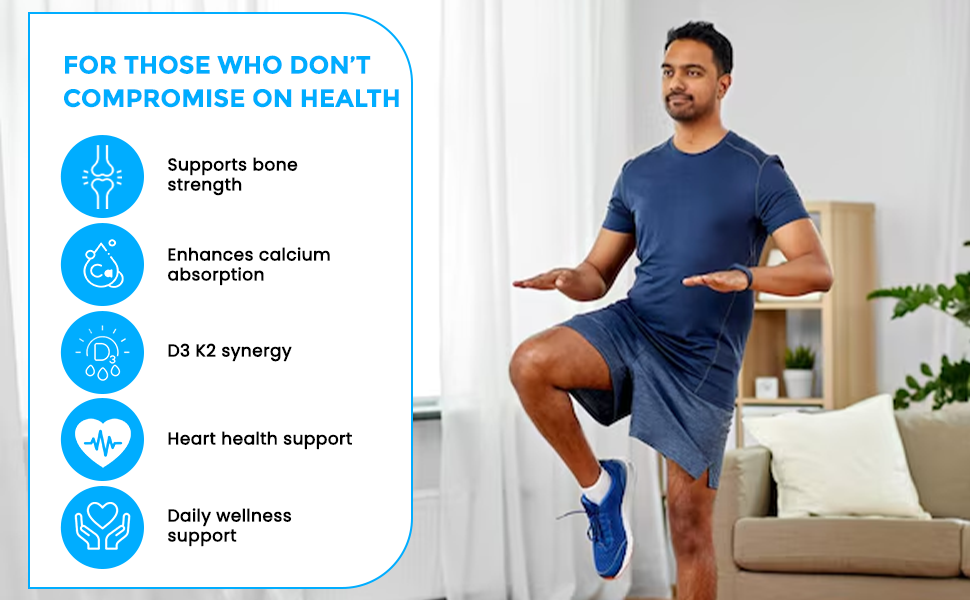 NutriJa Vitamin D3 600IU + K2 55mcg as MK7 Supplement 60 capsules - Stronger Immunity, Supports Bones, Joints & Heart Health
