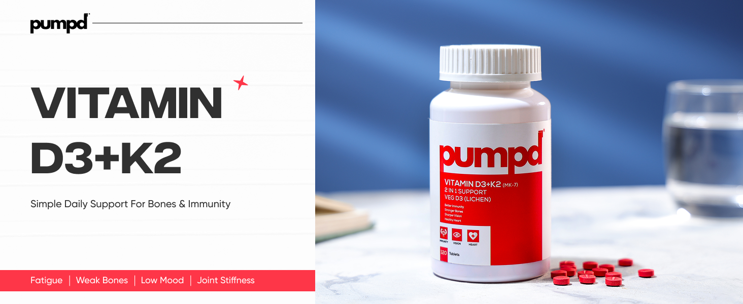 Pumpd Vitamin D3 600 IU + K2, 100% RDA Plant-Based, 1 Week Serving Sachet