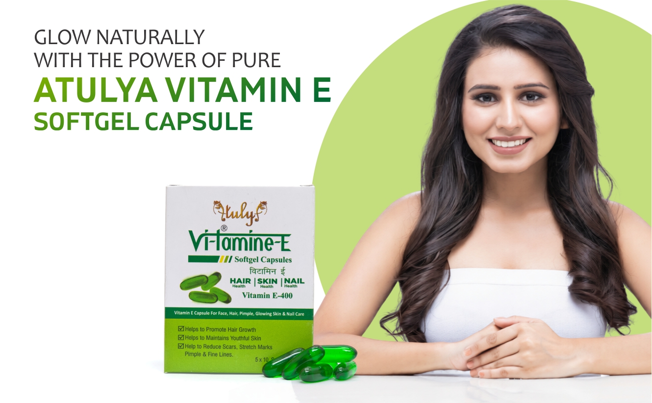 Atulya Vitamin E 400 IU Softgel Capsules for Men & Women, 50 Softgels