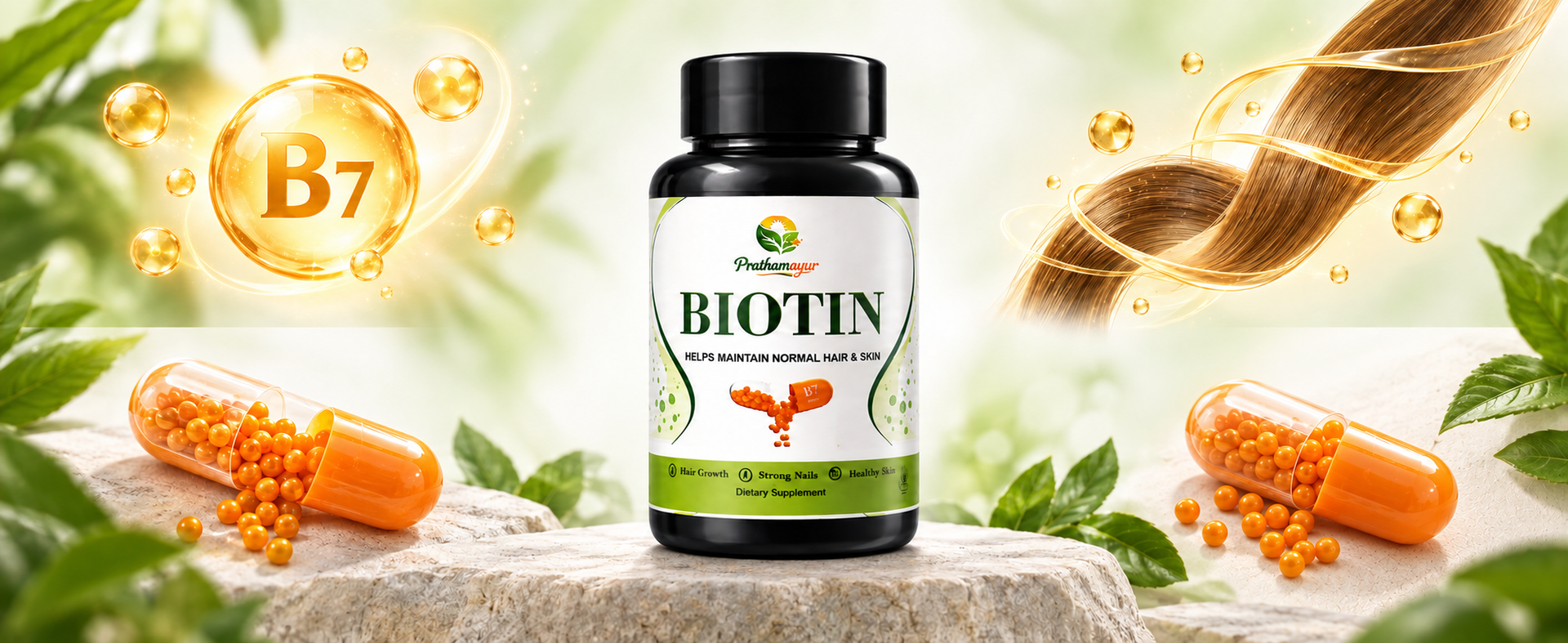 Biotin Capsules for Hair, Skin & Nails | Vitamin B7 Biotin Supplement | Biotin Capsule for Hair Growth Support | Easy Daily Wellness | 60 Veg Capsules